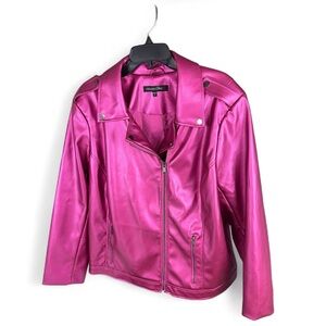 Colleen Lopez Metallic Hot Pink Leather Jacket